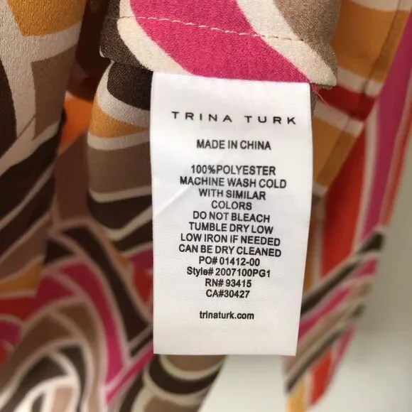 Trina Turk Dawn Top Womens Large Retro Stripe Mod 60s 70s Colorful Disco Party - Picture 7 of 11